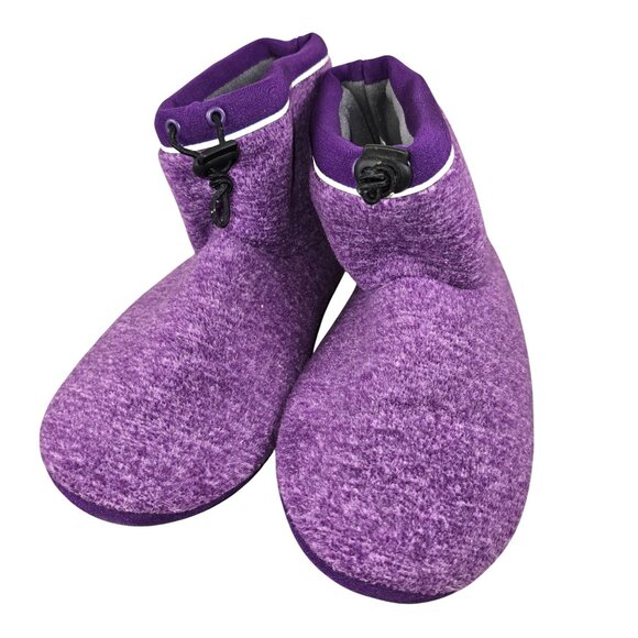 Isotoner Purple Fleece Bootie Slippers Size XL Adjustable Cord For Women jh1778 - Picture 8 of 11